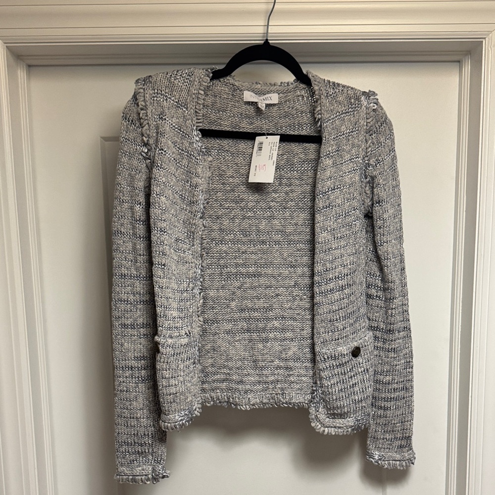 Intermix Gray White Blue Cardigan